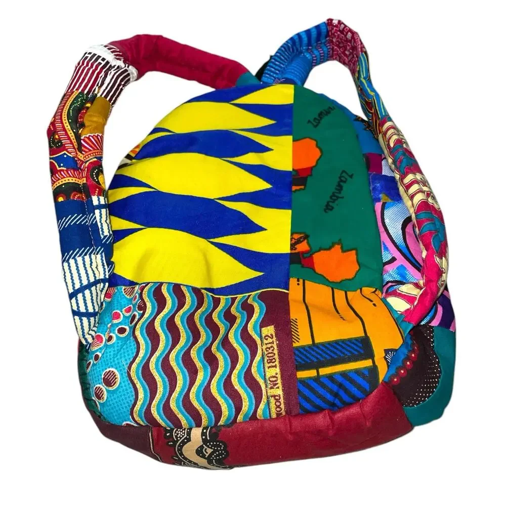 African Mixed Print Quilted Mini Backpack